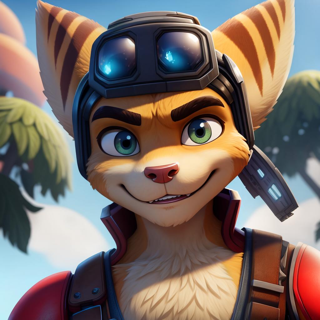  Ratchet and clank (Fortnite), gloves, first person view, gay, open eyes, masterpiece, 4k, fine details,