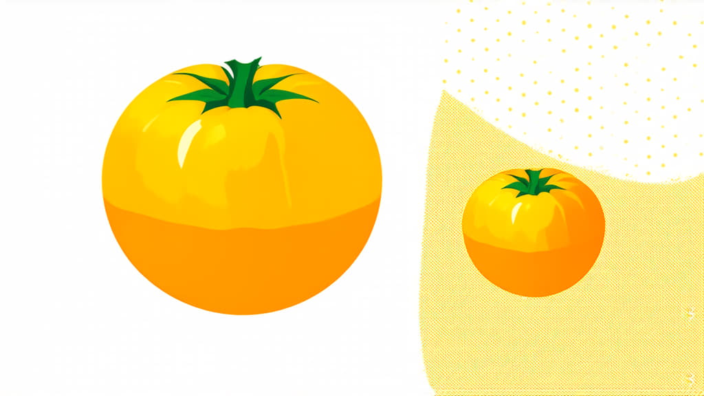  flat illustration, flaticon, (illustration:1.15), yellow tomato on white background ar 16:9, [cory loftis, strobist, pascal campion :: 0.2]