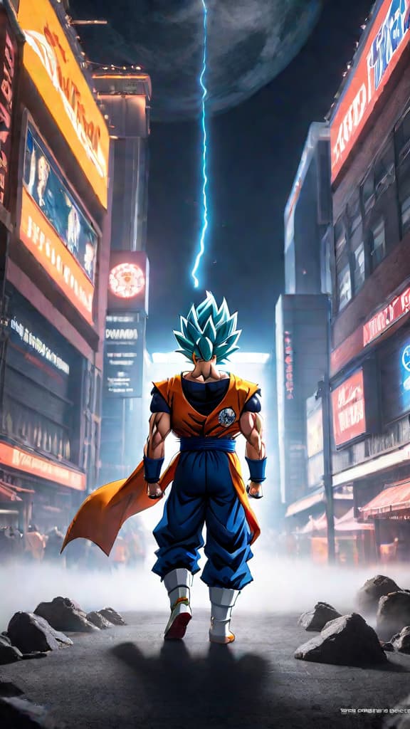  anime art: secret saiyan society thrives in alternate dimension, untouched by frieza's tyranny. hyperrealistic, full body, detailed clothing, highly detailed, cinematic lighting, stunningly beautiful, intricate, sharp focus, f/1. 8, 85mm, (centered image composition), (professionally color graded), ((bright soft diffused light)), volumetric fog, trending on instagram, trending on tumblr, HDR 4K, 8K