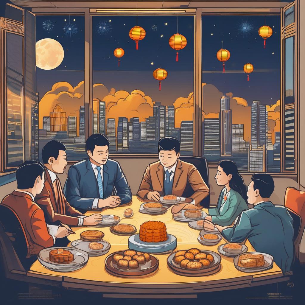  A full moon hangs high in the night sky, casting a silver light that embellishes the city with an extra quietness. In the offices of a financial capital firm, moonlight pours down from the window, illuminating files and computer screens on desks. Employees sat around tables filled with mooncakes, fruits and refreshments. They enjoyed delicious food while sharing the blessings and joy of the Mid-Autumn Festival. Young analysts discussed the market situation enthusiastically, while senior investment managers talked and shared their investment ideas. The boss of the company raised his glass and extended his sincere wishes to everyone: "I wish you a happy Mid-Autumn Festival and a family reunion! I also wish our company greater success 