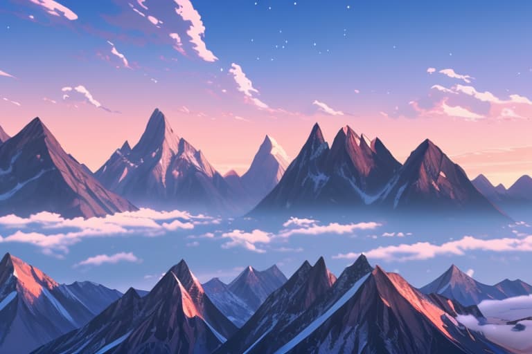  Landscape of skies and mountains anime style 4k