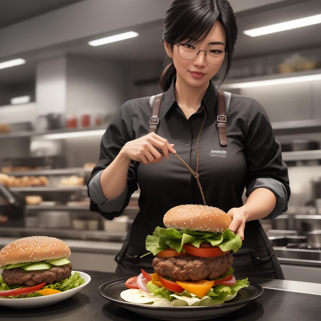  style anime, our classic angus beef burger on a sesame seed bun. food photography, food magazine hyperrealistic, full body, detailed clothing, highly detailed, cinematic lighting, stunningly beautiful, intricate, sharp focus, f/1. 8, 85mm, (centered image composition), (professionally color graded), ((bright soft diffused light)), volumetric fog, trending on instagram, trending on tumblr, HDR 4K, 8K