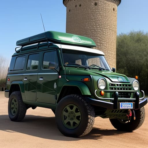  a medieval knight in green armor with the logo uaz 3741