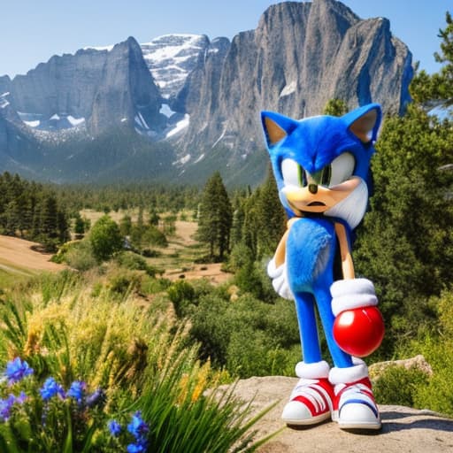 portrait+ style Sonic movie 3 hyperrealistic, full body, detailed clothing, highly detailed, cinematic lighting, stunningly beautiful, intricate, sharp focus, f/1. 8, 85mm, (centered image composition), (professionally color graded), ((bright soft diffused light)), volumetric fog, trending on instagram, trending on tumblr, HDR 4K, 8K