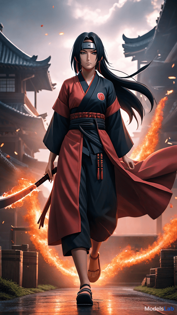  create an anime art of itachi uchiha's tsukuyomi trapping a powerful foe in an illusion world. hyperrealistic, full body, detailed clothing, highly detailed, cinematic lighting, stunningly beautiful, intricate, sharp focus, f/1. 8, 85mm, (centered image composition), (professionally color graded), ((bright soft diffused light)), volumetric fog, trending on instagram, trending on tumblr, HDR 4K, 8K