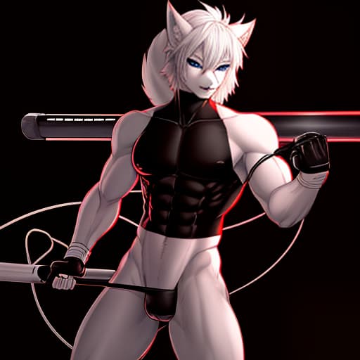  Male fox, furry, short white hair, athletic build, bare torso, blue eyes, brutal, Sketch, Manga Sketch, Pencil drawing, Black and White, Manga, Manga style, Low detail, Line art, vector art, Monochromatic, by katsuhiro otomo and masamune shirow and studio ghilibi and yukito kishiro hyperrealistic, full body, detailed clothing, highly detailed, cinematic lighting, stunningly beautiful, intricate, sharp focus, f/1. 8, 85mm, (centered image composition), (professionally color graded), ((bright soft diffused light)), volumetric fog, trending on instagram, trending on tumblr, HDR 4K, 8K