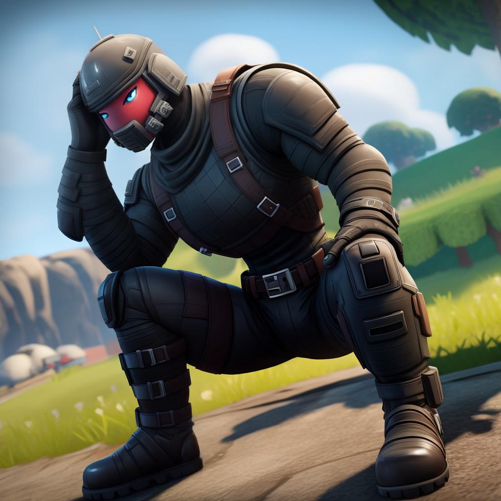  Power armoured soldier (fortnite), full body, leather gloves, combat stance, leather, open eyes, masterpiece, 4k, fine details,