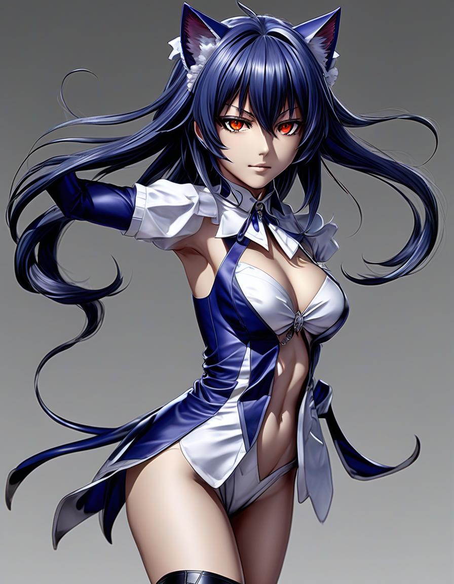  concept art of the character koneko tojo from the anime "high school dxd", extremely high resolution details, photographic, realism pushed to extreme, fine texture, incredibly lifelike, high dynamic range, vivid, rich details, clear shadows and highlights, realistic, intense, enhanced contrast, highly detailed