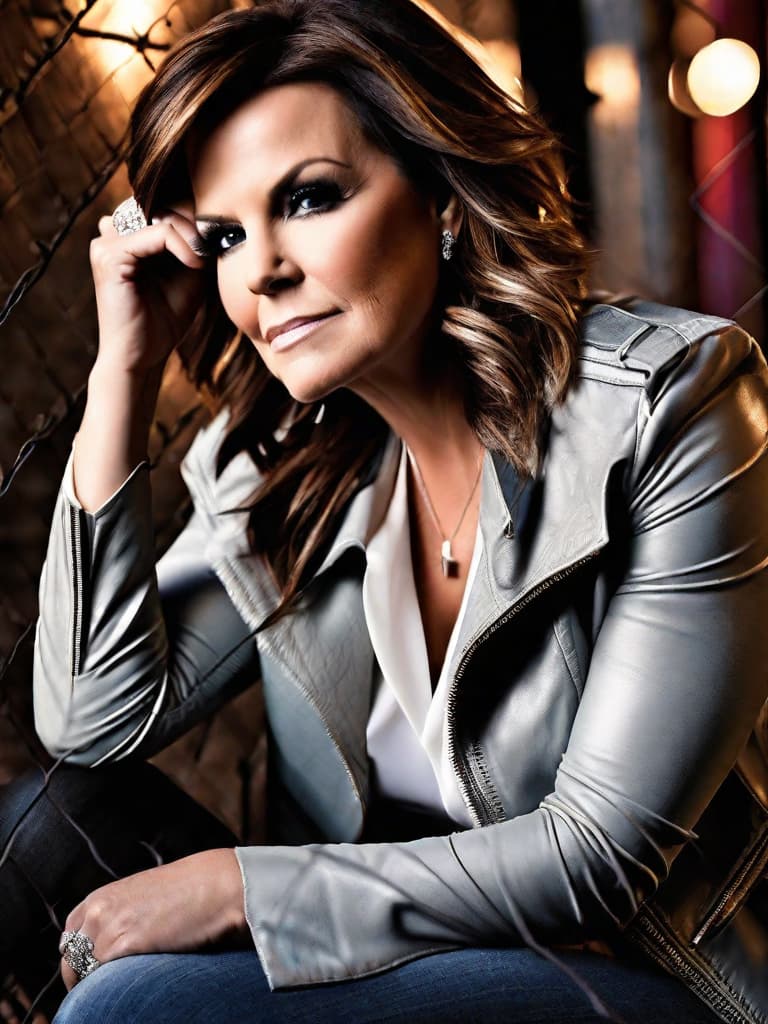  Country singer, Martina McBride medium shot, upper body, spotlight, long exposure lighting, street art style spray paint, glamour lighting