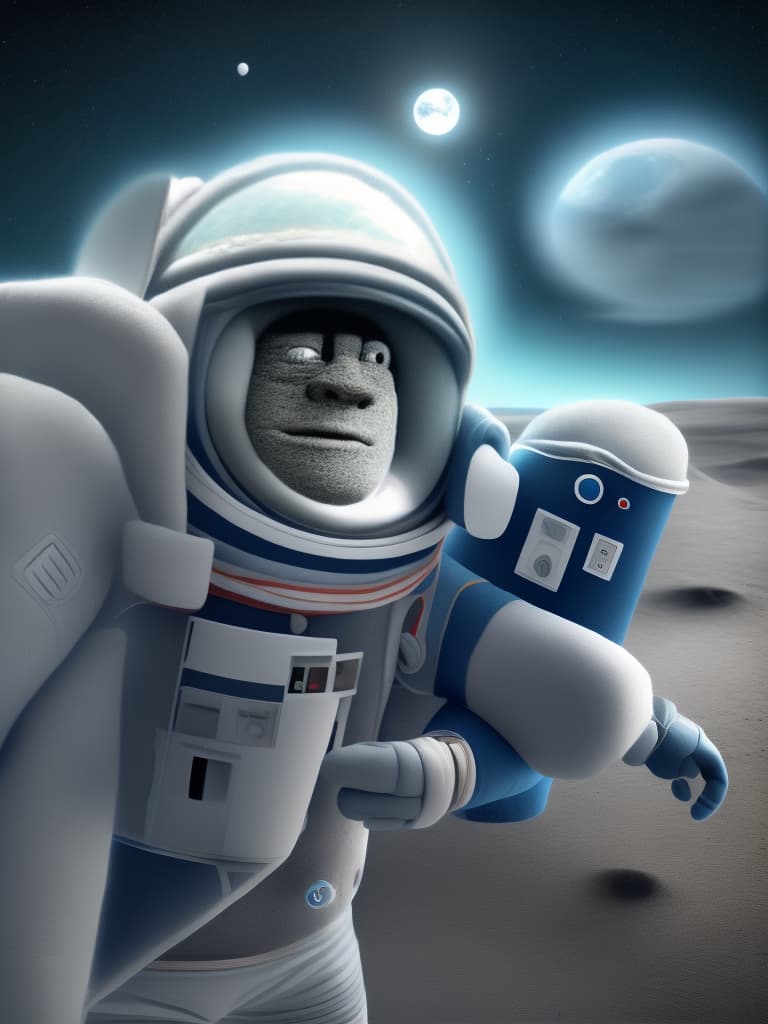 wa-vy style Man on the moon, ultra hd selfie