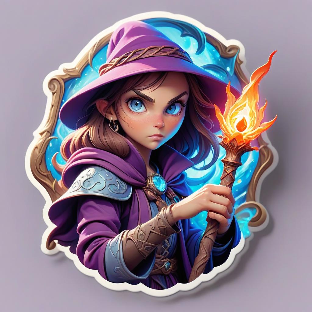  dreamscape sorcerer, battle staff, cursed rod, elemental magic, mystic hand, eyes, rpg class minimal badge . surreal, ethereal, dreamy, mysterious, fantasy, highly detailed, sticker