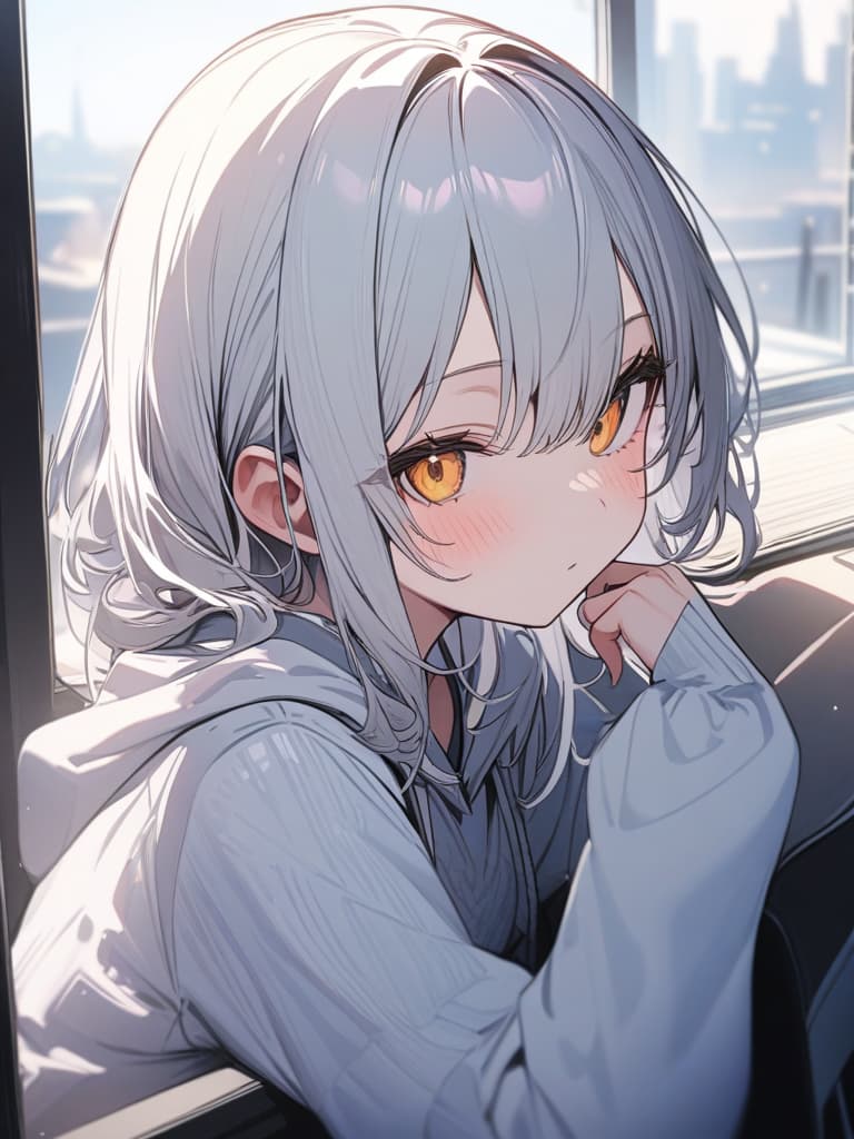  cute, subculture, hoodie, white hair, moe sleeve, odd eye, masterpiece, best quality,8k,ultra detailed,high resolution,an extremely delicate and beautiful,hyper detail