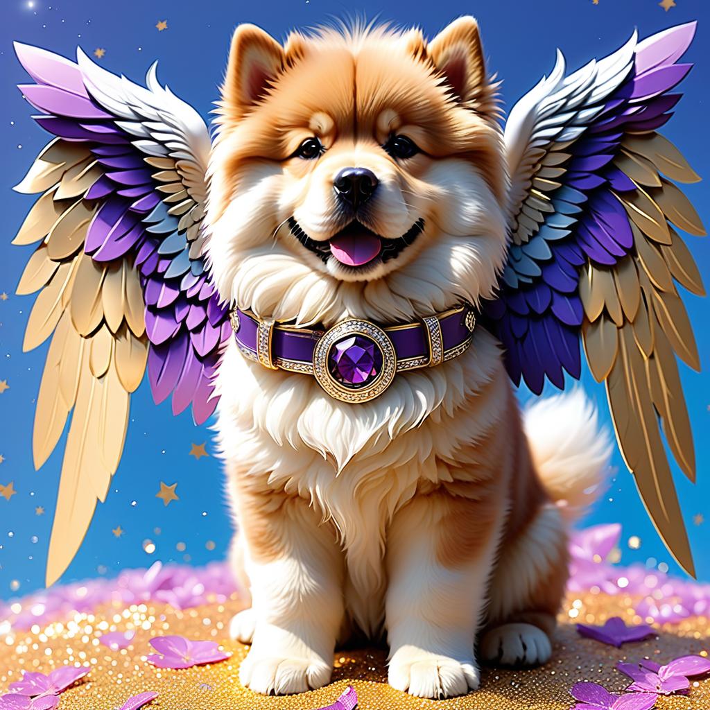  make three shit dogs a puppy with and a chow chow with the purple tongue and put a yorkshire with halo and with angel wings, award winning, professional, highly detailed, masterpiece