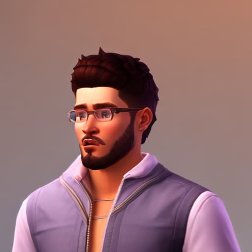 portrait+ style Sims 4 queer brunette hunk dude face