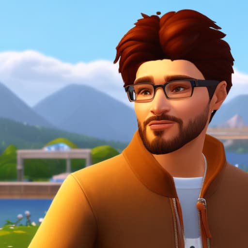 portrait+ style Sims 4 queer brunette hunk dude face