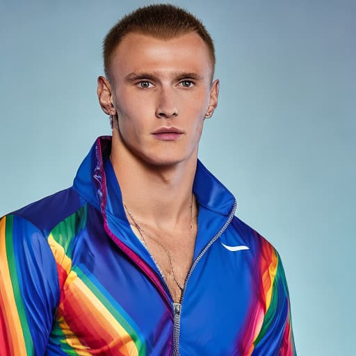 portrait+ style Russian LGBT queer summer Olympics athlete blonde hunk dude face