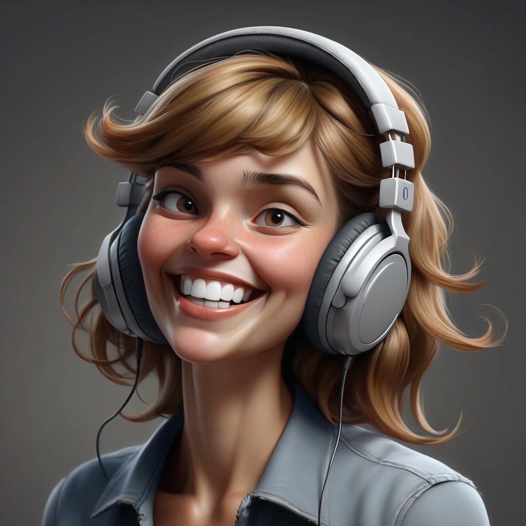  hyperrealistic art fenec in headphones, work in headphones, one head, smiles . extremely high resolution details, photographic, realism pushed to extreme, fine texture, incredibly lifelike