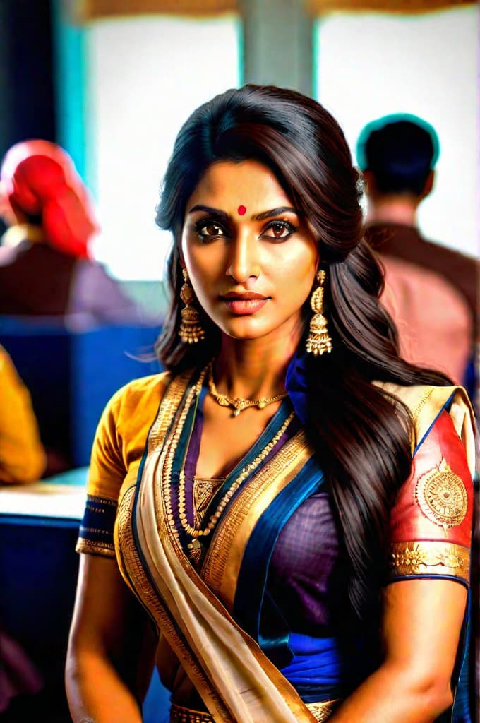  indian girl in class hyperrealistic, full body, detailed clothing, highly detailed, cinematic lighting, stunningly beautiful, intricate, sharp focus, f/1. 8, 85mm, (centered image composition), (professionally color graded), ((bright soft diffused light)), volumetric fog, trending on instagram, trending on tumblr, HDR 4K, 8K