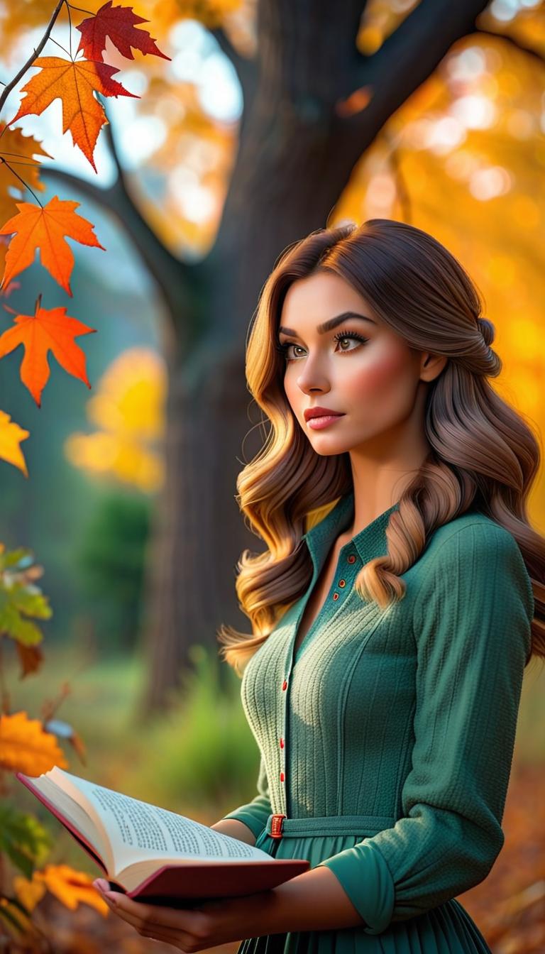  professional 3d model of autumn trees and girl against tree reading book with spiderweb above her head . rendered with octane, the model is highly detailed,dramatic lighting. hyperrealistic, full body, detailed clothing, highly detailed, cinematic lighting, stunningly beautiful, intricate, sharp focus, f/1. 8, 85mm, (centered image composition), (professionally color graded), ((bright soft diffused light)), volumetric fog, trending on instagram, trending on tumblr, HDR 4K, 8K