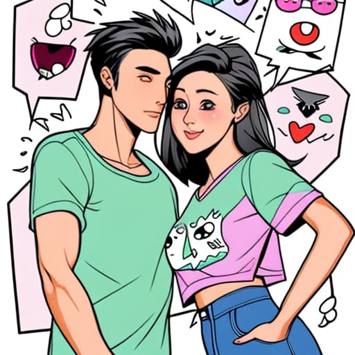  Make me a shirt that has a cute characters in the left corner side of the chest for couples