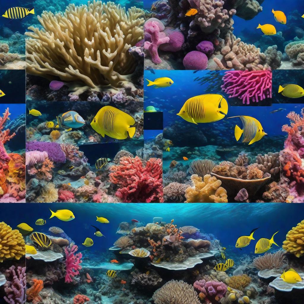  masterpiece, best quality, Most Beautiful in deep sea teeming with vibrant corals, diverse marine life, and enchanting underwater landscapes, full of corals, acrophore, small fishes, anemones, dolphin, various algaes, caves, colorful,all captured in stunning 8k resolution with intricate details.