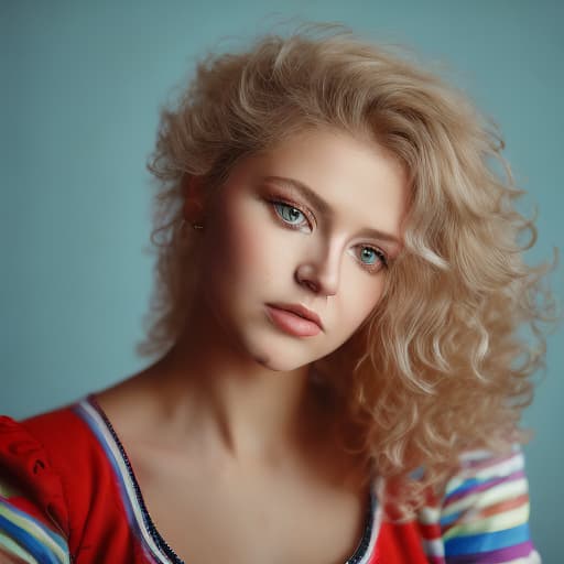 portrait+ style Russian LGBT queer Tiktok personality blonde female face