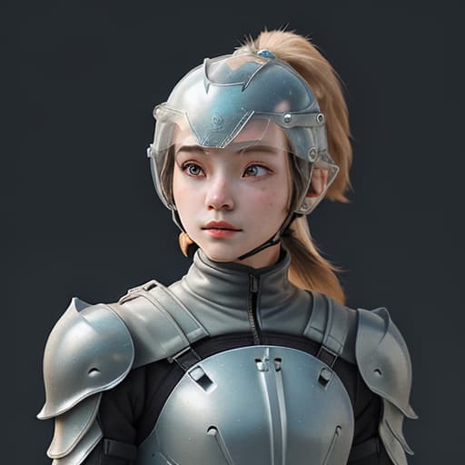  girl, humanity, wearing biological armor, shell, fully enclosed helmet, (solo: 1.5), dynamic, best quality, masterpiece, c4d, ponytail.