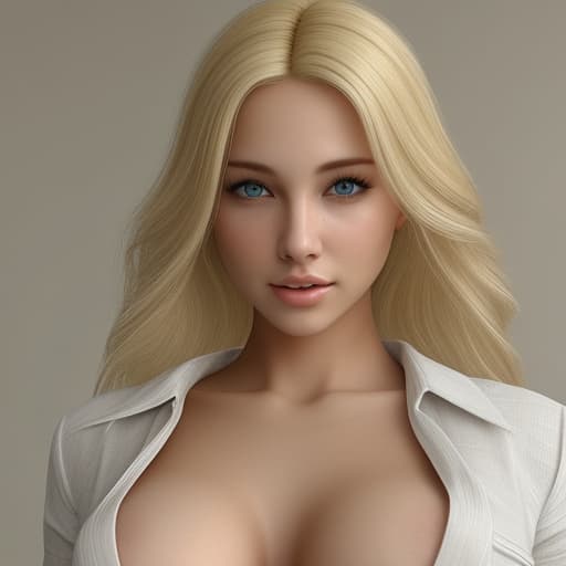  Blonde Woman with a open shirt realistic