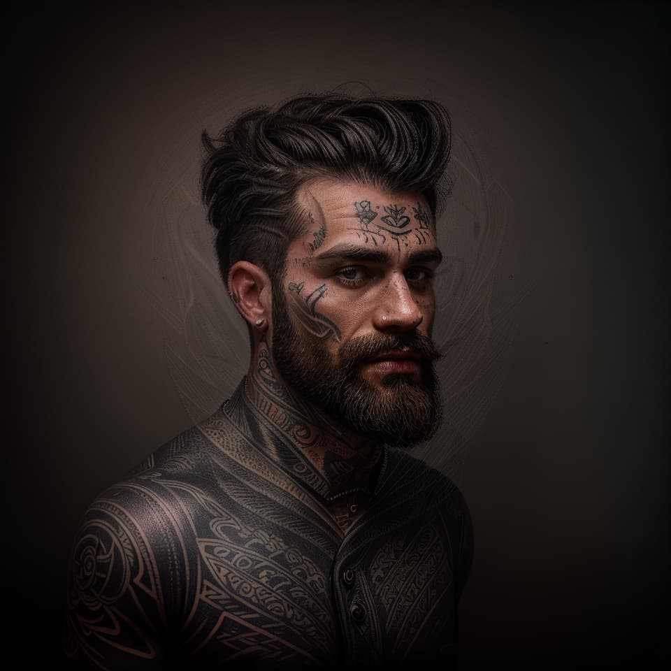  dapper chop barber, (tattoo:1.2), hq, hightly detailed, 4k