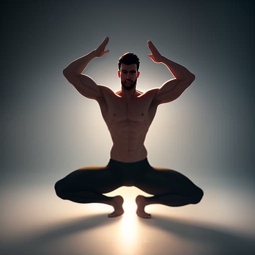  a professional and experienced male yoga teacher. it stands in a clearing. around him, his students perform the adho mukha svanasana pose. hyperrealistic, full body, detailed clothing, highly detailed, cinematic lighting, stunningly beautiful, intricate, sharp focus, f/1. 8, 85mm, (centered image composition), (professionally color graded), ((bright soft diffused light)), volumetric fog, trending on instagram, trending on tumblr, HDR 4K, 8K