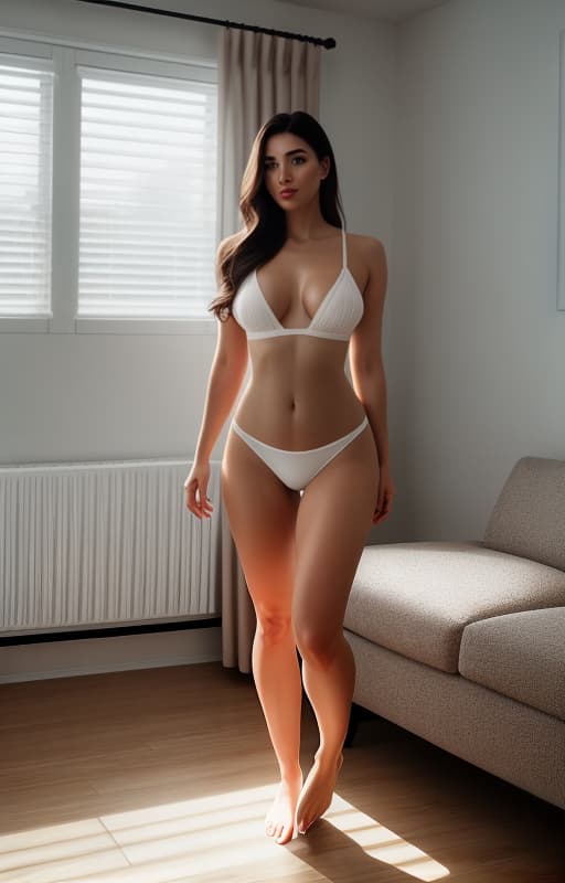  a young American room at home, Showing her body, white skin, brown hair, , full body, no clothes, highly detailed, , , , , , ,  hyperrealistic, full body, detailed clothing, highly detailed, cinematic lighting, stunningly beautiful, intricate, sharp focus, f/1. 8, 85mm, (centered image composition), (professionally color graded), ((bright soft diffused light)), volumetric fog, trending on instagram, trending on tumblr, HDR 4K, 8K