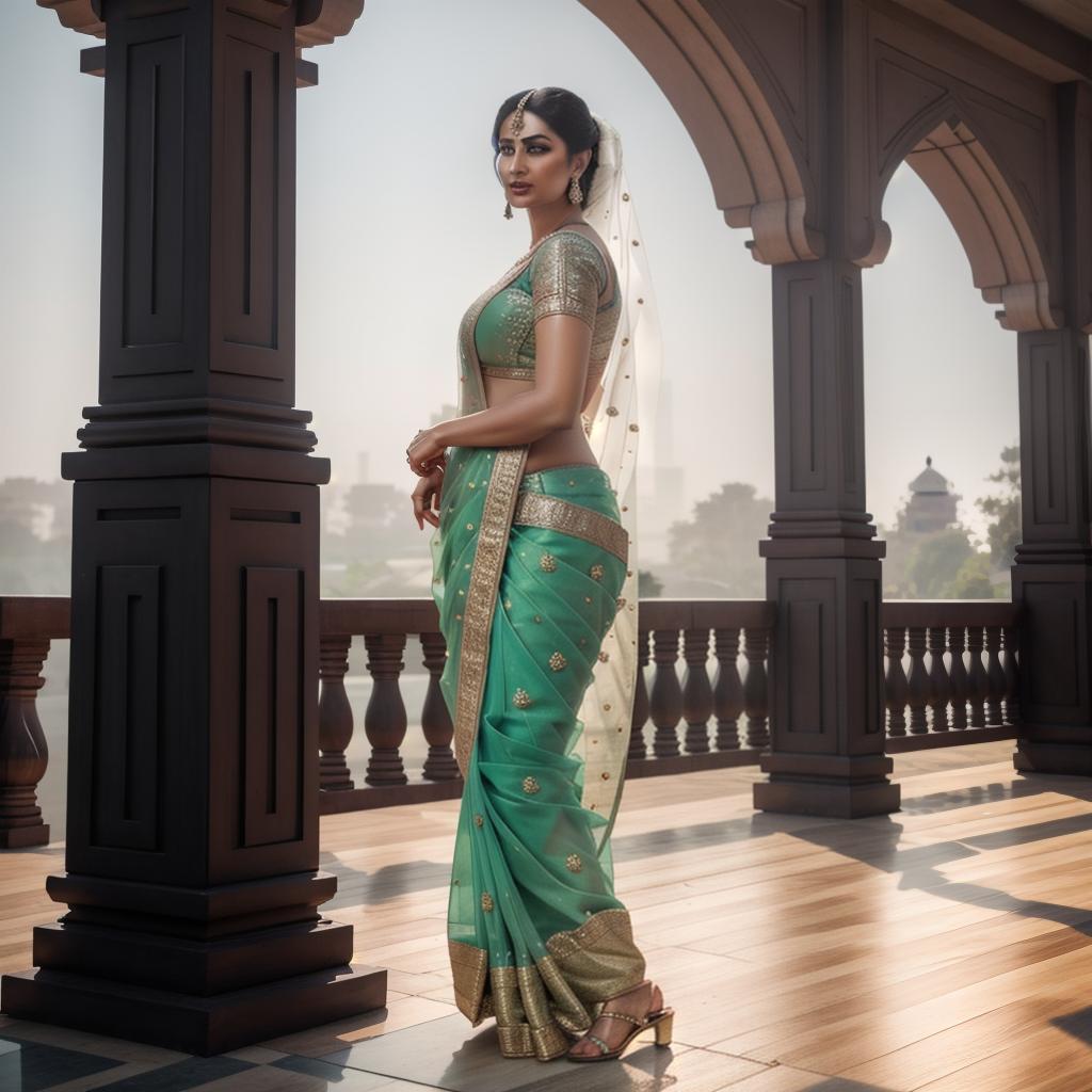  a desi in saree, big s, big , realist, 8k hyperrealistic, full body, detailed clothing, highly detailed, cinematic lighting, stunningly beautiful, intricate, sharp focus, f/1. 8, 85mm, (centered image composition), (professionally color graded), ((bright soft diffused light)), volumetric fog, trending on instagram, trending on tumblr, HDR 4K, 8K