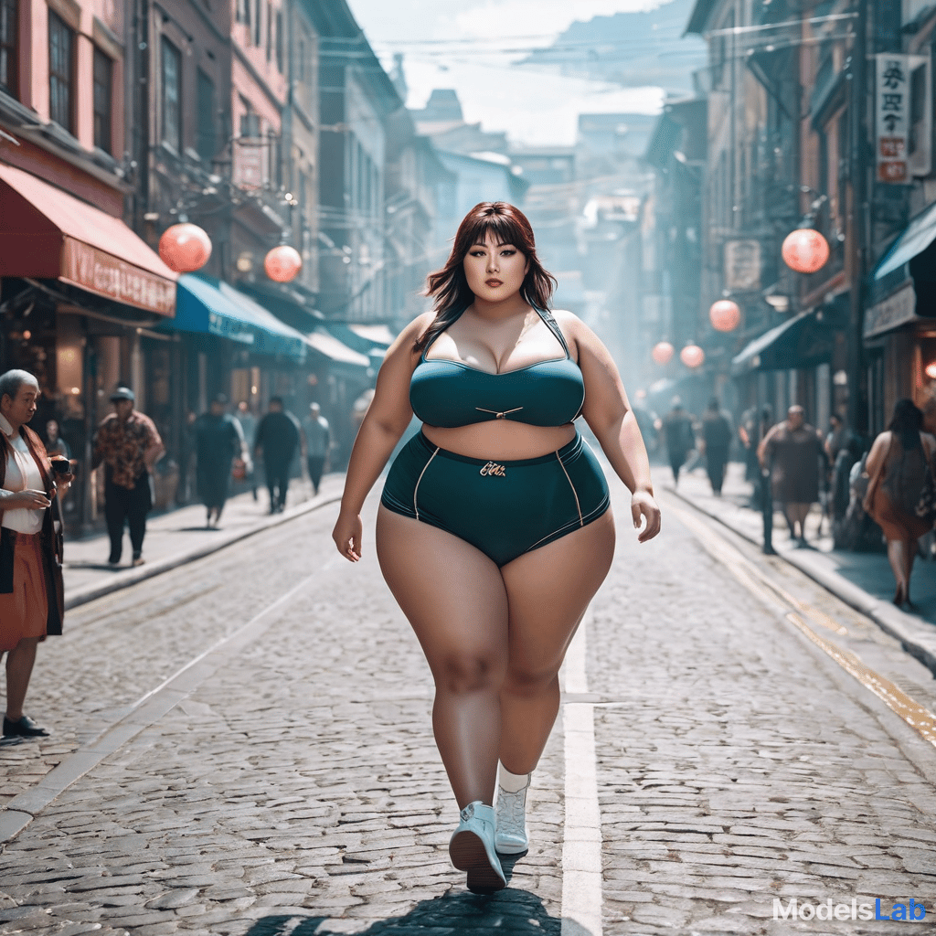  a chubby slightly fat anime girl walking down the street  hyperrealistic, full body, detailed clothing, highly detailed, cinematic lighting, stunningly beautiful, intricate, sharp focus, f/1. 8, 85mm, (centered image composition), (professionally color graded), ((bright soft diffused light)), volumetric fog, trending on instagram, trending on tumblr, HDR 4K, 8K