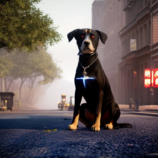 redshift style A rare giant dog hyperrealistic, full body, detailed clothing, highly detailed, cinematic lighting, stunningly beautiful, intricate, sharp focus, f/1. 8, 85mm, (centered image composition), (professionally color graded), ((bright soft diffused light)), volumetric fog, trending on instagram, trending on tumblr, HDR 4K, 8K