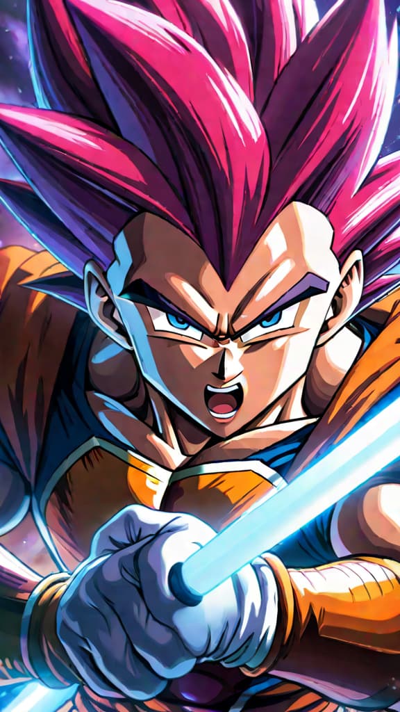  anime art: goten faces off against frieza saga goku and vegeta, showcasing his potential against their battle hardened strength. hyperrealistic, full body, detailed clothing, highly detailed, cinematic lighting, stunningly beautiful, intricate, sharp focus, f/1. 8, 85mm, (centered image composition), (professionally color graded), ((bright soft diffused light)), volumetric fog, trending on instagram, trending on tumblr, HDR 4K, 8K