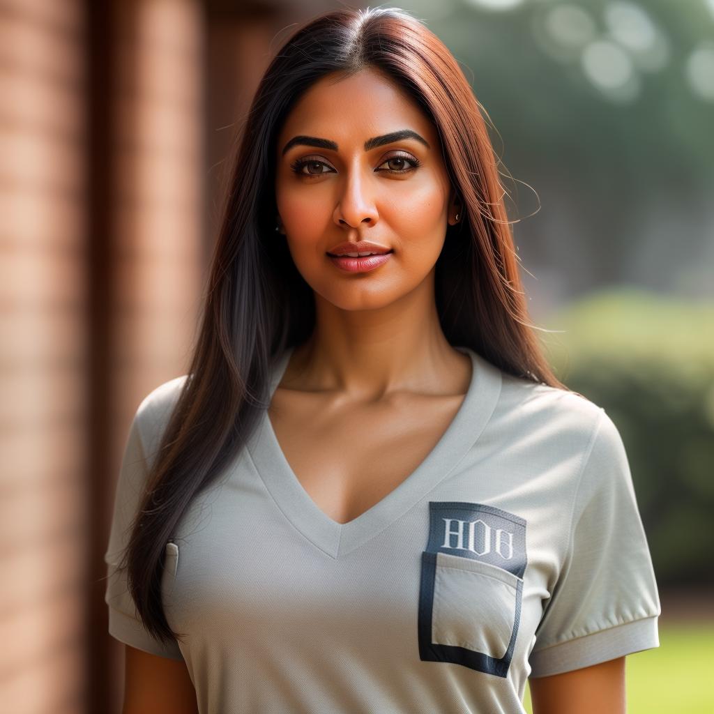  (((realistic full torso frontal head shot of a light brown to medium brown skin tone woman))), aarti sangeeta wadhwa, ((indian heritage)), immature face, brown eye color, ((straight hair style)), ((black hair color)), (( body type)), medium size, athletic size, (immature broad rounded nose), (immature defined cheekbones), (immature soft jawline), (immature medium lips), (immature wide forehead), (immature natural eyebrows), (immature dimpled chin), standing straight looking directly into the camera,((wearing fitted polo shirt with deep v neck and monogrammed pocket)), backyard in background, 1girl, best quality, highest quality, award winning photo, masterpiece, raw, professional photography, photorealism, sharp focus hyperrealistic, full body, detailed clothing, highly detailed, cinematic lighting, stunningly beautiful, intricate, sharp focus, f/1. 8, 85mm, (centered image composition), (professionally color graded), ((bright soft diffused light)), volumetric fog, trending on instagram, trending on tumblr, HDR 4K, 8K