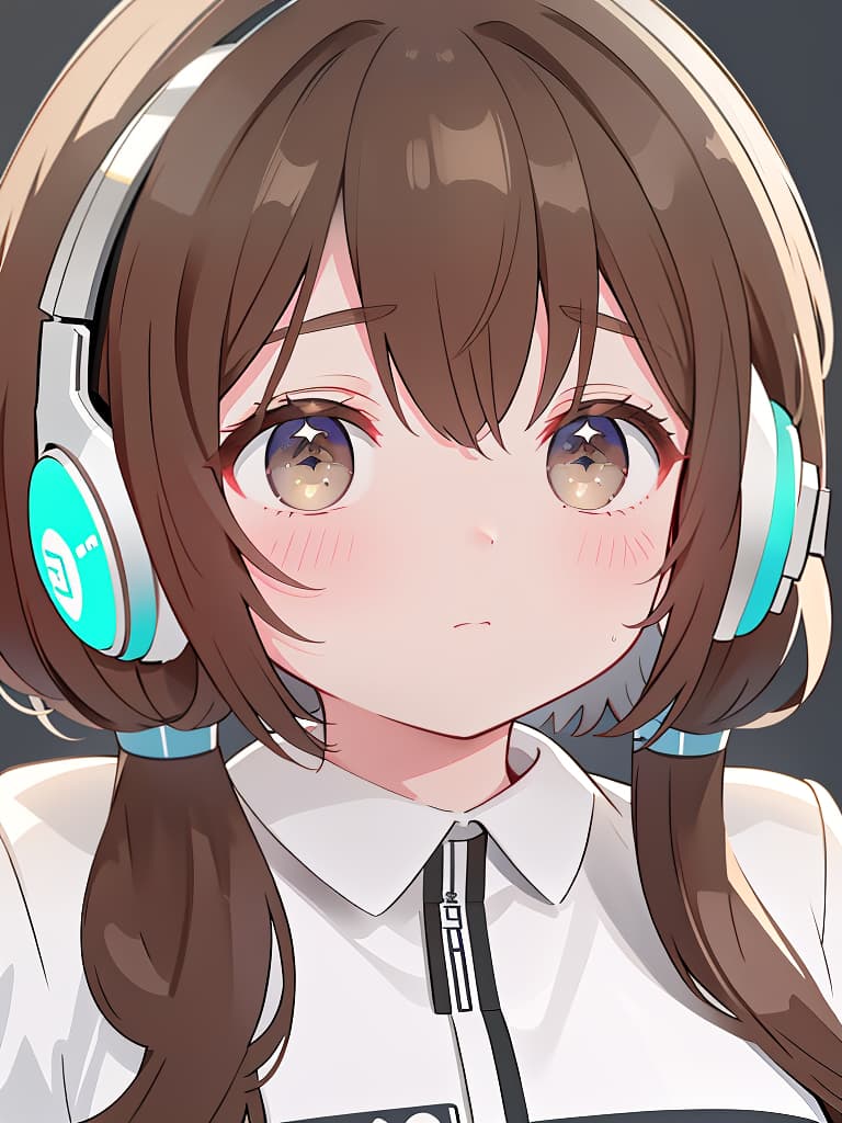  headphones, girls, brown hair, cool, beautiful, masterpiece, best quality,8k,ultra detailed,high resolution,an extremely delicate and beautiful,hyper detail