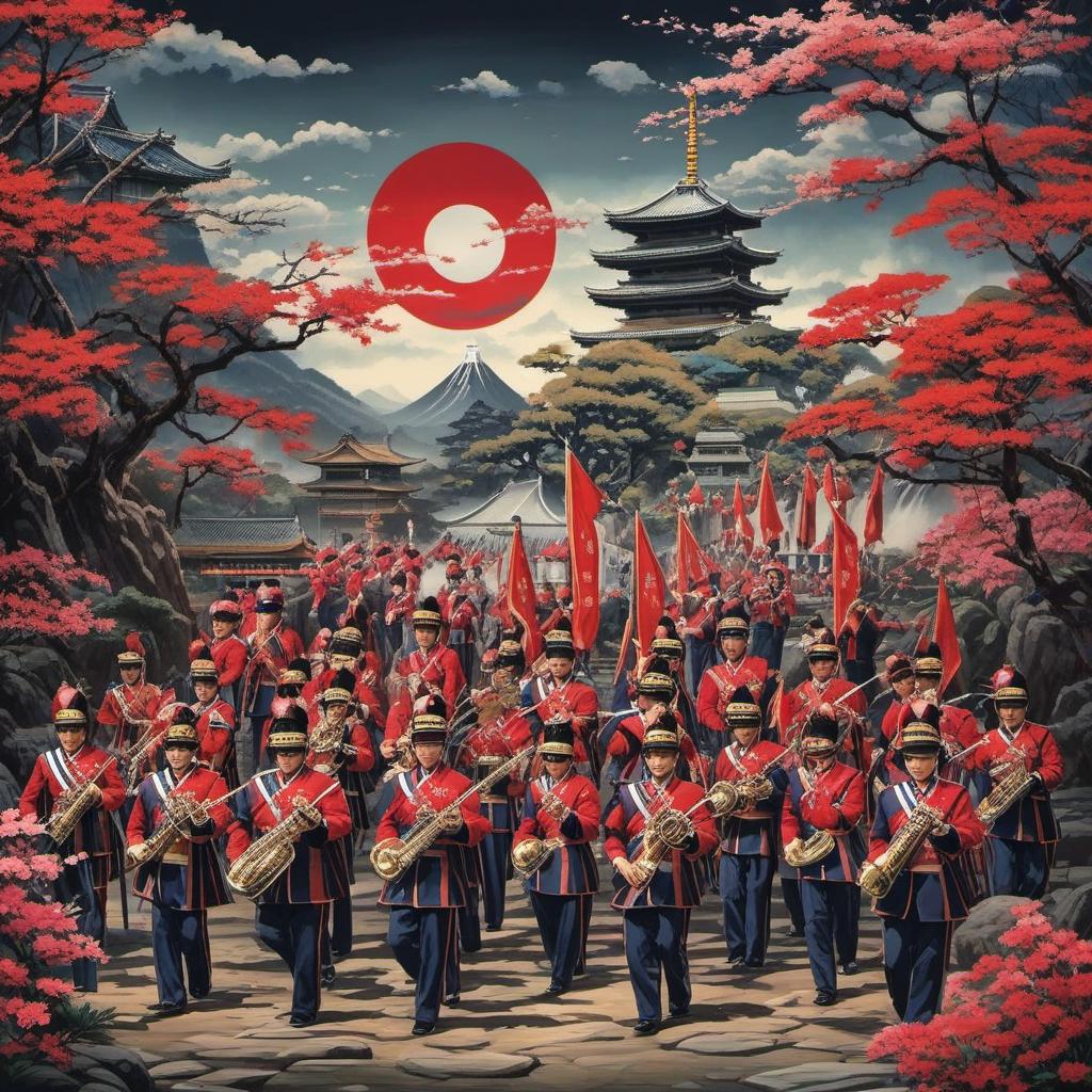  japanese art marching band , painting style