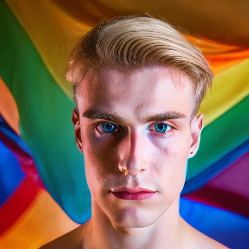 portrait+ style Russian LGBT queer dancer blonde hunk dude face