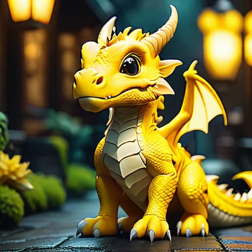  Cute Yellow dragon hyperrealistic, full body, detailed clothing, highly detailed, cinematic lighting, stunningly beautiful, intricate, sharp focus, f/1. 8, 85mm, (centered image composition), (professionally color graded), ((bright soft diffused light)), volumetric fog, trending on instagram, trending on tumblr, HDR 4K, 8K