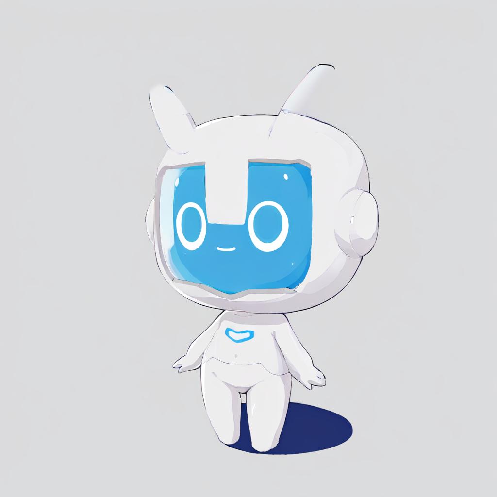  anxiaozhi,a white cute robot with blue face,a clean and crisp anime illustration with bold outlines, smooth shading,cell shaded, crisp ,flat colors, and a minimalistic background.