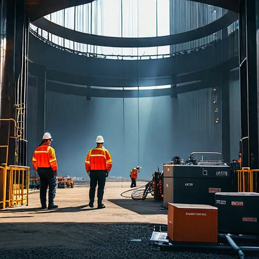  a construction site for water supply and sewage systems (construction:1.3) under a clear blue sky, featuring workers in safety gear, heavy machinery, and pipes being installed, depicted in a realistic digital painting style (digital:1.2), with vibrant colors and bright sunlight creating a dynamic atmosphere, highly detailed, 4k resolution, emphasizing teamwork and technology, negative prompt: abandoned site, poor weather, outdated equipment hyperrealistic, full body, detailed clothing, highly detailed, cinematic lighting, stunningly beautiful, intricate, sharp focus, f/1. 8, 85mm, (centered image composition), (professionally color graded), ((bright soft diffused light)), volumetric fog, trending on instagram, trending on tumblr, HDR 4K, 8K