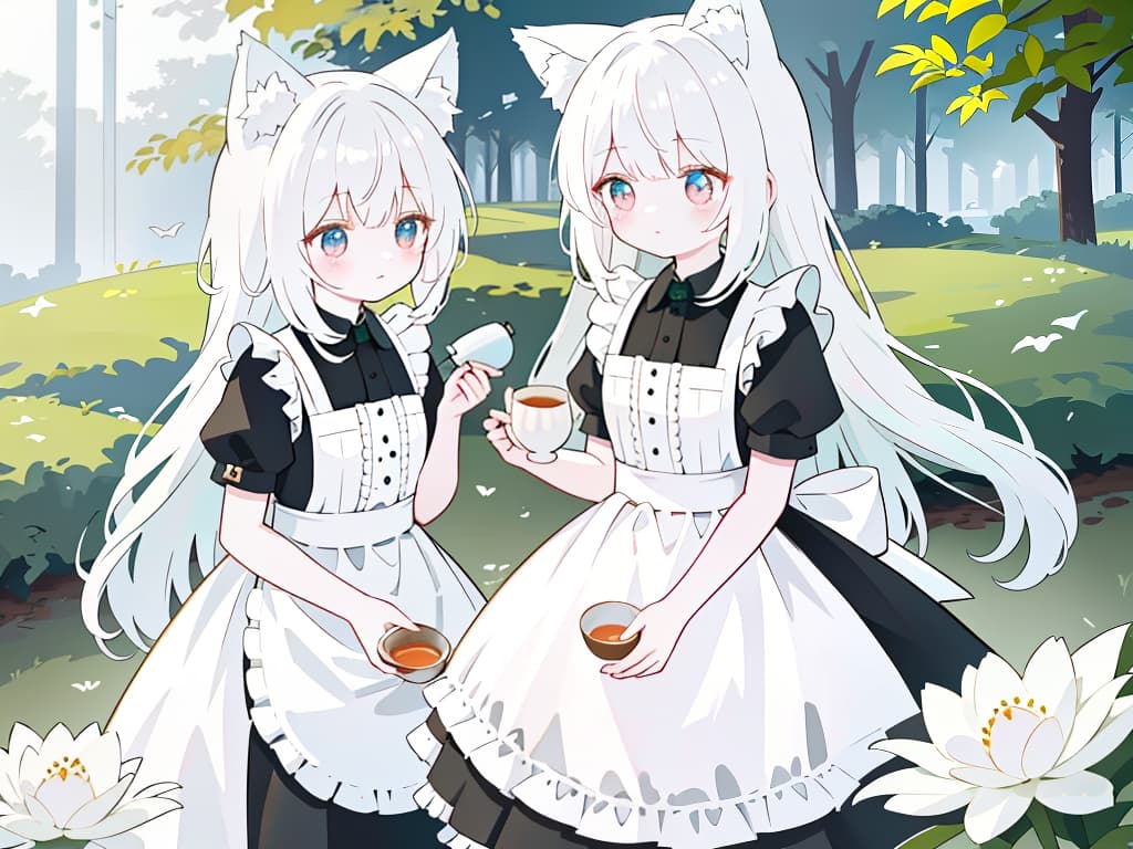  maid, maid to carry tea, cute, pale color, animal ear, 1 person, masterpiece, best quality,8k,ultra detailed,high resolution,an extremely delicate and beautiful,hyper detail