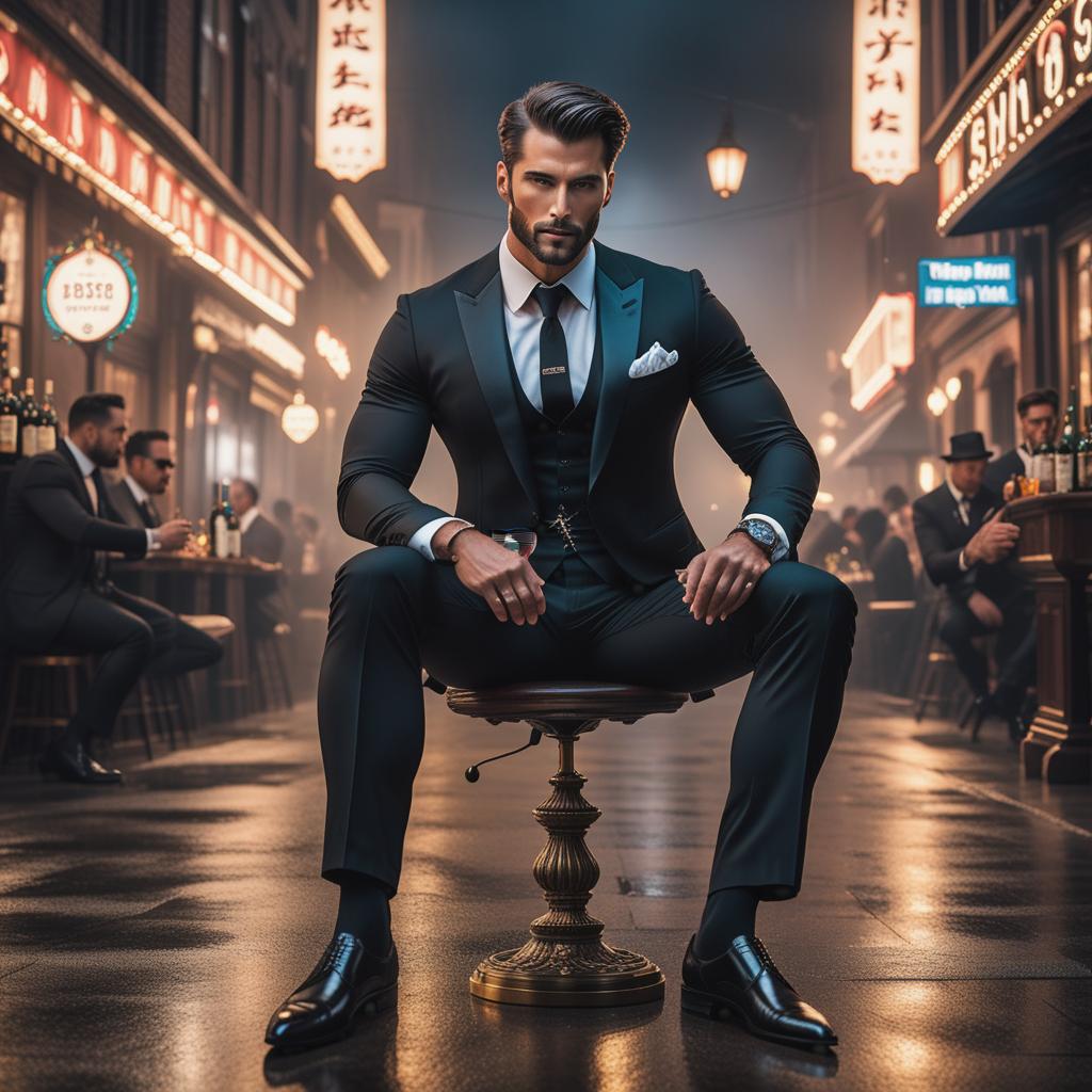  a drunk suited guy who wears black dress otc socks , ((realistic)) hyperrealistic, full body, detailed clothing, highly detailed, cinematic lighting, stunningly beautiful, intricate, sharp focus, f/1. 8, 85mm, (centered image composition), (professionally color graded), ((bright soft diffused light)), volumetric fog, trending on instagram, trending on tumblr, HDR 4K, 8K