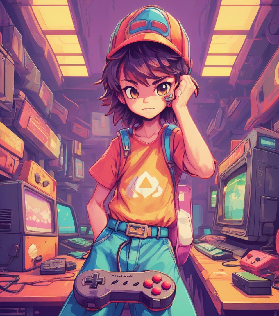  retro game art portrait drawing style . 16 bit, vibrant colors, pixelated, nostalgic, charming, fun