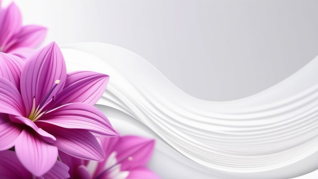  Abstract flowing waves with beautiful flowers on white background with bokeh ar 16:9 ar 16:9 high quality, detailed intricate insanely detailed, flattering light, RAW photo, photography, photorealistic, ultra detailed, depth of field, 8k resolution , detailed background, f1.4, sharpened focus