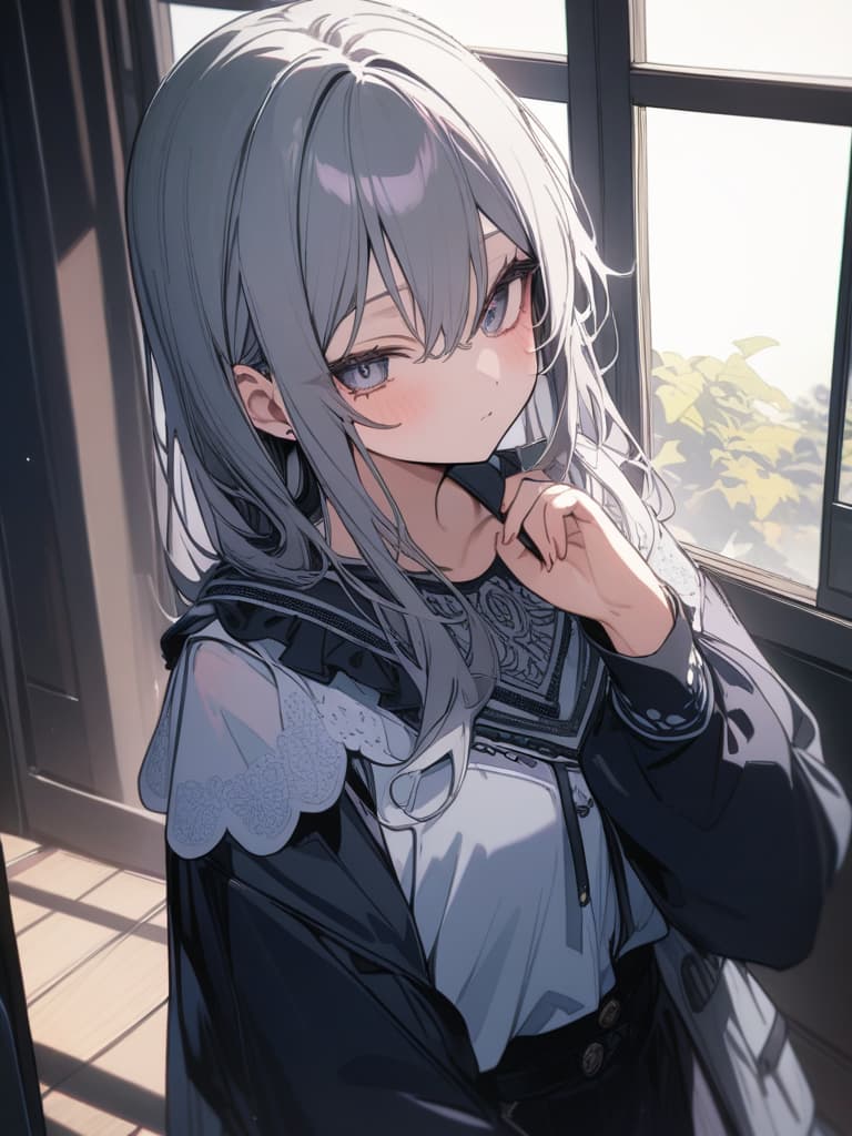  cute, subculture, gray hair, moe sleeve, odd eye, masterpiece, best quality,8k,ultra detailed,high resolution,an extremely delicate and beautiful,hyper detail