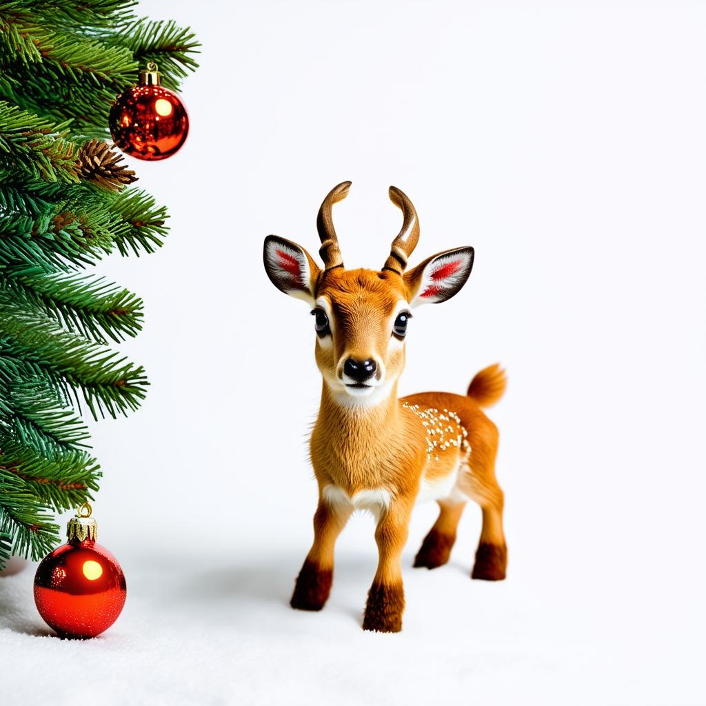  professional detailed photography, classic minimalist cute christmas deer on solid white background, pastel shades , (muted colors, dim colors, soothing tones), (vsco:0.3)