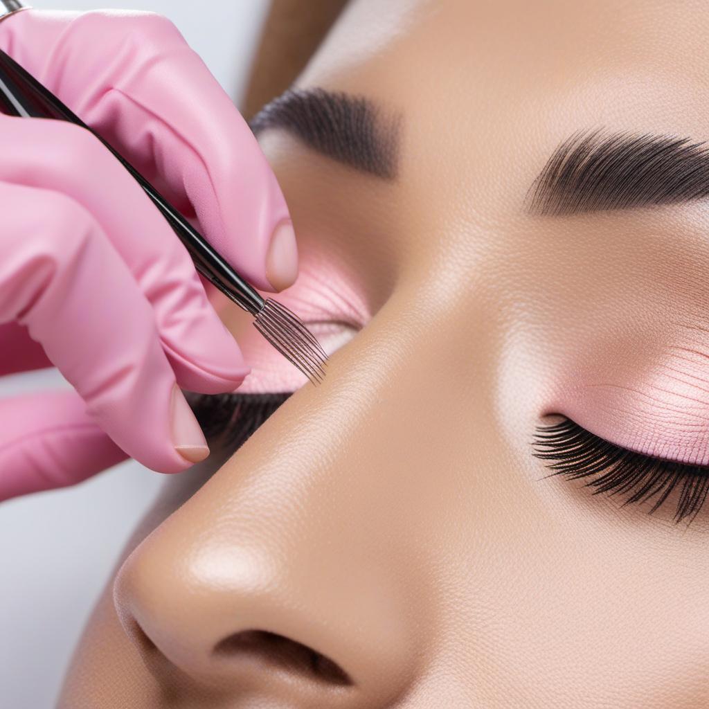  a close up shot of a hand holding tweezers, carefully picking up an individual eyelash extension. the tweezers are held at a 1/3 length, with the hand positioned for precision. the eyelash extension is gently lifted, preserving its natural curve. the background is a soft, light pink color. the image should be high resolution and have a high level of detail, showcasing the delicate nature of the eyelash extension process. . real photo, taken from sony a73 camera hyperrealistic, full body, detailed clothing, highly detailed, cinematic lighting, stunningly beautiful, intricate, sharp focus, f/1. 8, 85mm, (centered image composition), (professionally color graded), ((bright soft diffused light)), volumetric fog, trending on instagram, trending on tumblr, HDR 4K, 8K