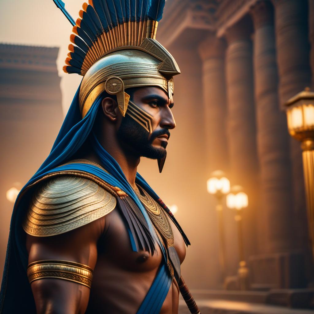  pharaonic arrow, ((mythological)) hyperrealistic, full body, detailed clothing, highly detailed, cinematic lighting, stunningly beautiful, intricate, sharp focus, f/1. 8, 85mm, (centered image composition), (professionally color graded), ((bright soft diffused light)), volumetric fog, trending on instagram, trending on tumblr, HDR 4K, 8K